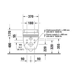 Duravit Happy D.2 Wand-WC 620x365x345mm, Weiß Hochglanz, 4,5l, SensoWash, Tiefspül... DURAVIT-25505900001 4021534930973 (Abb. 1)