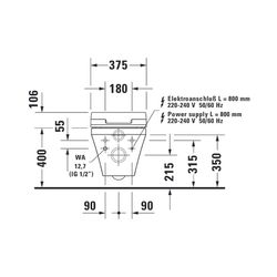 Duravit DuraStyle Wand-WC für Dusch-WC-Sitz 620x376x350mm, Weiß Hochglanz, 4,5l, Ti... DURAVIT-2542590000 4021534924293 (Abb. 1)