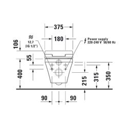 Duravit DuraStyle Wand-WC für Dusch-WC-Sitz 620x376x350mm, Weiß Hochglanz, 4,5l, Ti... DURAVIT-2542590000 4021534924293 (Abb. 1)