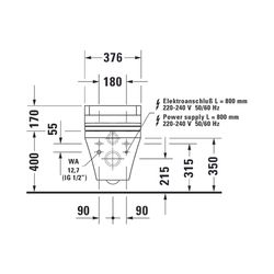 Duravit DuraStyle Wand-WC für Dusch-WC-Sitz 620x376x350mm, Weiß Hochglanz, 4,5l, Ti... DURAVIT-2542590000 4021534924293 (Abb. 1)