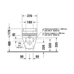 Duravit DuraStyle Wand-WC für Dusch-WC-Sitz 620x376x355mm, Weiß Hochglanz, 4,5l, Ti... DURAVIT-2537590000 4021534854453 (Abb. 1)