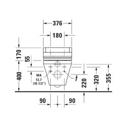 Duravit DuraStyle Wand-WC für Dusch-WC-Sitz 620x376x355mm, Weiß Hochglanz, 4,5l, Ti... DURAVIT-2537590000 4021534854453 (Abb. 1)