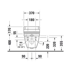 Duravit Starck 3 Wand-WC für Dusch-WC-Sitz 620x365x435mm, Weiß Hochglanz, 4,5l, Wo... DURAVIT-22265900001 4021534822162 (Abb. 1)