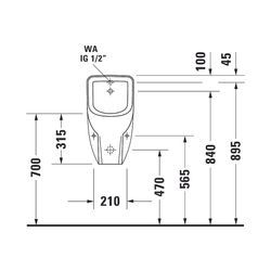 Duravit No.1 Urinal 285x305x565mm Weiß Hochglanz, HYG Verdrängung, mit Spüldüse, Zu... DURAVIT-2819302000 4063382184597 (Abb. 1)