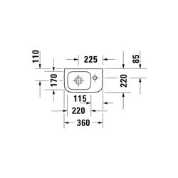 Duravit No.1 Handwaschbecken 220x360x140mm, Weiß Hochglanz, Rechteckig, 1 Waschpla... DURAVIT-07453600412 4063382184610 (Abb. 1)