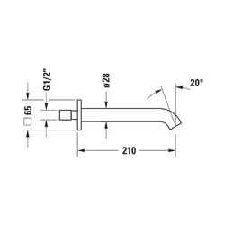Duravit C.1 Wanneneinlauf Wandmontage, Chrom Hochglanz, Rosette eckig, Ausladung ... DURAVIT-C15240009010 7612158494865 (Abb. 1)
