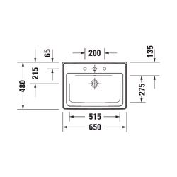 Duravit D-Neo Waschtisch 480x650x160mm, Weiß Hochglanz, Rechteckig, 1 Waschplatz/HL... DURAVIT-2367650000 4063382015624 (Abb. 1)