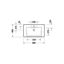 Duravit D-Neo Waschtisch 480x800x165mm, Weiß Hochglanz, Rechteckig, 1 Waschplatz/HL... DURAVIT-2367800000 4053424981970 (Abb. 1)