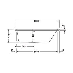 Duravit No.1 Badewanne 480x850x1600mm, 140l, Weiß glänzend, Trapezförmig, Einb... DURAVIT-700507000000000 4063382185518 (Abb. 1)