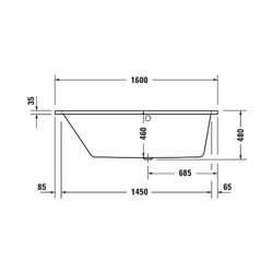 Duravit No.1 Whirlwanne Trapezförmig Einbau Ecke L 850x1600x480mm Jet Project ... DURAVIT-760506000JP1000 4063382185709 (Abb. 1)
