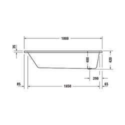 Duravit No.1 Whirlwanne Rechteckig, Einbau, 800x1800x420mm Jet Project, 1 Rück... DURAVIT-760491000JP1000 4063382185693 (Abb. 1)