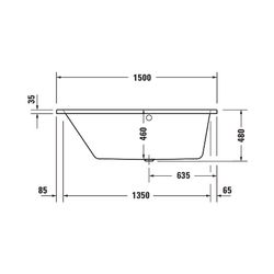 Duravit No.1 Whirlwanne Trapezförmig, Einbau L, 800x1500x480mm, Jet Project, 1... DURAVIT-760504000JP1000 4063382185655 (Abb. 1)