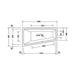 Duravit No.1 Whirlwanne Trapezförmig Einbau Ecke L 850x1600x480mm Jet Project ... DURAVIT-760506000JP1000 4063382185709 (Abb. 1)