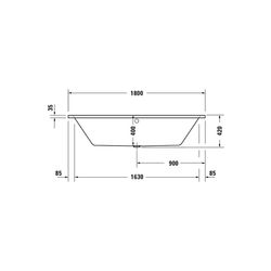 Duravit No.1 Whirlwanne rechteckig Einbau, 800x1800x420mm Jet Project, 2 Rücke... DURAVIT-760492000JP1000 4063382185648 (Abb. 1)