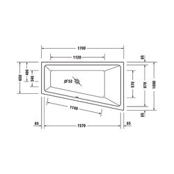 Duravit No.1 Badewanne 480x1000x1700mm, 210l, Weiß glänzend, Trapezförmig, Ein... DURAVIT-700509000000000 4063382185532 (Abb. 1)
