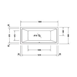 Duravit No.1 Whirlwanne rechteckig Einbau, 800x1800x420mm Jet Project, 2 Rücke... DURAVIT-760492000JP1000 4063382185648 (Abb. 1)