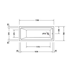 Duravit No.1 Whirlwanne Rechteckig, Einbau, 700x1700x420mm Jet Project, 1 Rück... DURAVIT-760489000JP1000 4063382185624 (Abb. 1)