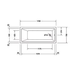 Duravit No.1 Whirlwanne Rechteckig, Einbau, 750x1700x420mm Jet Project, 1 Rück... DURAVIT-760490000JP1000 4063382185631 (Abb. 1)