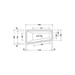 Duravit No.1 Whirlwanne Trapezförmig, Einbau L, 800x1500x480mm, Jet Project, 1... DURAVIT-760504000JP1000 4063382185655 (Abb. 1)