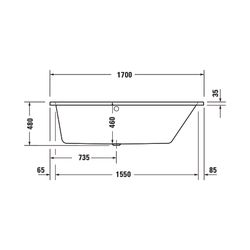 Duravit No.1 Badewanne 480x1000x1700mm, 210l, Weiß glänzend, Trapezförmig, Ein... DURAVIT-700509000000000 4063382185532 (Abb. 1)