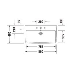 Duravit No.1 Waschtisch 460x800x173mm, Weiß Hochglanz, Rechteckig, 1 Waschplatz/HL... DURAVIT-23758000002 4063382181473 (Abb. 1)