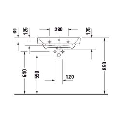 Duravit No.1 Waschtisch 460x650x175mm, Weiß Hochglanz, Rechteckig, 1 Waschplatz/HL ... DURAVIT-2375650000 4063382180308 (Abb. 1)