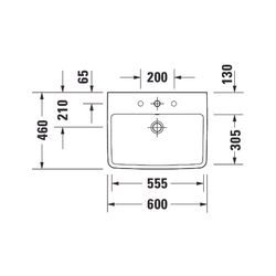 Duravit No.1 Waschtisch 460x600x173mm wandhäng., Weiß Hochglanz, Rechteckig, 1 Wasc... DURAVIT-2375600000 4063382180179 (Abb. 1)