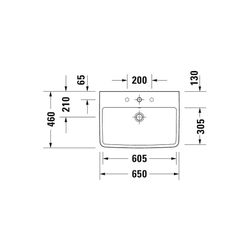 Duravit No.1 Waschtisch 460x650x175mm, Weiß Hochglanz, Rechteckig, 1 Waschplatz/HL ... DURAVIT-2375650000 4063382180308 (Abb. 1)