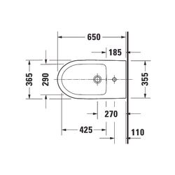 Duravit No.1 Stand Bidet 650x365x400mm, Weiß Hochglanz, 1 HL, mit Überlauf, Back to... DURAVIT-2297100000 4063382180544 (Abb. 1)