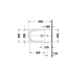 Duravit No.1 Stand Bidet 650x365x400mm, Weiß Hochglanz, 1 HL, mit Überlauf, Back to... DURAVIT-2297100000 4063382180544 (Abb. 1)