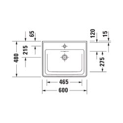 Duravit D-Neo Waschtisch 480x600x165mm wandhängend, Weiß Hochglanz, Rechteckig, 1 W... DURAVIT-2367600060 4063382167279 (Abb. 1)
