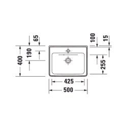 Duravit D-Neo Handwaschbecken 400x500x150mm, Weiß Hochglanz, Rechteckig, 1 Waschpla... DURAVIT-0742500060 4063382167231 (Abb. 1)