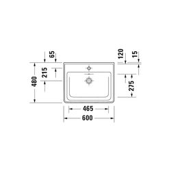 Duravit D-Neo Waschtisch 480x600x165mm wandhängend, Weiß Hochglanz, Rechteckig, 1 W... DURAVIT-2367600060 4063382167279 (Abb. 1)