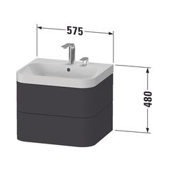 Duravit Happy D.2 Waschtisch-Set C-shaped wh Dekor, 490x575x480mm Nachtblau Seiden... DURAVIT-HP4345E9898 4063382002716 (Abb. 1)