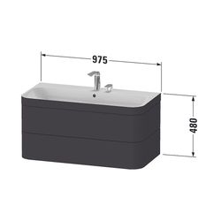 Duravit Happy D.2 Waschtisch-Set C-bonded wh Lack 490x975x480mm, 2 Schubkästen, We... DURAVIT-HP4638N8484 4067116031874 (Abb. 1)