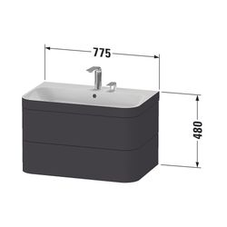 Duravit Happy D.2 Waschtisch-Set C-bonded wh Lack 490x775x480mm, 2 Schubkästen, Ta... DURAVIT-HP4637N8383 4067116022803 (Abb. 1)