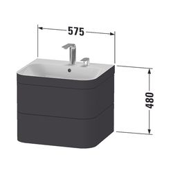 Duravit Happy D.2 Waschtisch-Set C-bonded wh Dekor, 490x575x480mm Steingrau Seiden... DURAVIT-HP4635E9292 4053424978338 (Abb. 1)