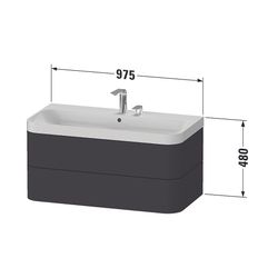 Duravit Happy D.2 Waschtisch-Set C-shaped wh Lack, 490x975x480mm Weiß Seidenmatt, ... DURAVIT-HP4348O3636 4063382003379 (Abb. 1)