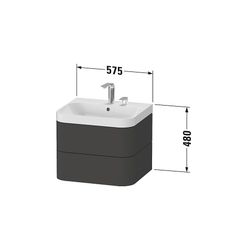 Duravit Happy D.2 Waschtisch-Set C-shaped wh Dekor, 490x575x480mm Nachtblau Seiden... DURAVIT-HP4345E9898 4063382002716 (Abb. 1)