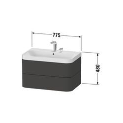 Duravit Happy D.2 Waschtisch-Set C-shaped wh Lack, 490x775x480mm Graphit SM, Griff... DURAVIT-HP4347O8080 4063382002815 (Abb. 1)