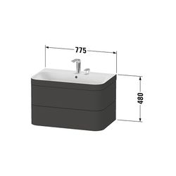 Duravit Happy D.2 Waschtisch-Set C-bonded wh Lack 490x775x480mm, 2 Schubkästen, Ta... DURAVIT-HP4637N8383 4067116022803 (Abb. 1)