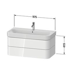 Duravit Happy D.2 Waschtischunterbau wandhäng. 490x975x415mm Taupe Seidenmatt,... DURAVIT-HP4388060600000 4063382187512 (Abb. 1)