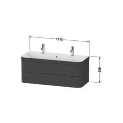 Duravit Happy D.2 Waschtisch-Set C-bonded wh Dekor, 490x1175x480mm Steingrau S... DURAVIT-HP4640O92920000 4063382212566 (Abb. 1)