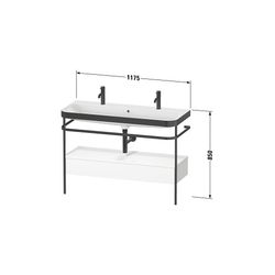 Duravit Happy D.2 Waschtisch-Set C-bonded Metallkonsole, SK Dekor, 490x1175x85... DURAVIT-HP4764O98980000 4063382213808 (Abb. 1)