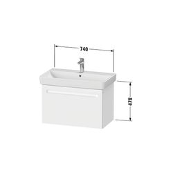 Duravit No.1 Waschtischunterbau wandhängend 426x740x478mm Graphit Matt, Folie/... DURAVIT-N14283049490000 4063382218773 (Abb. 1)