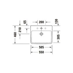 Duravit No.1 Waschtisch 460x550x175mm, Weiß Hochglanz, Rechteckig, 1 Waschplatz/HL ... DURAVIT-2375550000 4063382180278 (Abb. 1)