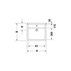 Duravit Starck 3 Waschtisch 545x600x200mm wandh. Weiß Hochglanz, Rechteckig, 1 Wasc... DURAVIT-0312600000 4021534346736 (Abb. 1)