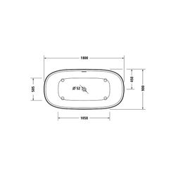 Duravit Zencha Badewanne 600x900x1800mm, 366l, Mattweiß, Oval, Freistehend, 2 ... DURAVIT-700463000000000 4063382792532 (Abb. 1)