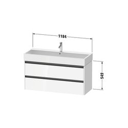 Duravit Ketho.2 Waschtischunterbau wandhäng. 460x1184x549mm, Eiche Marmoriert ... DURAVIT-K25279055550000 4067116356779 (Abb. 1)