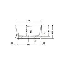 Duravit Zencha Badewanne 630x1250x1250mm, 401l, Mattweiß, Quadratisch, Freiste... DURAVIT-700464000000000 4063382792587 (Abb. 1)